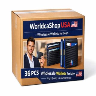 Wholesale Box Wallet RFID Blocking Credit Card for Men – 36 PCS