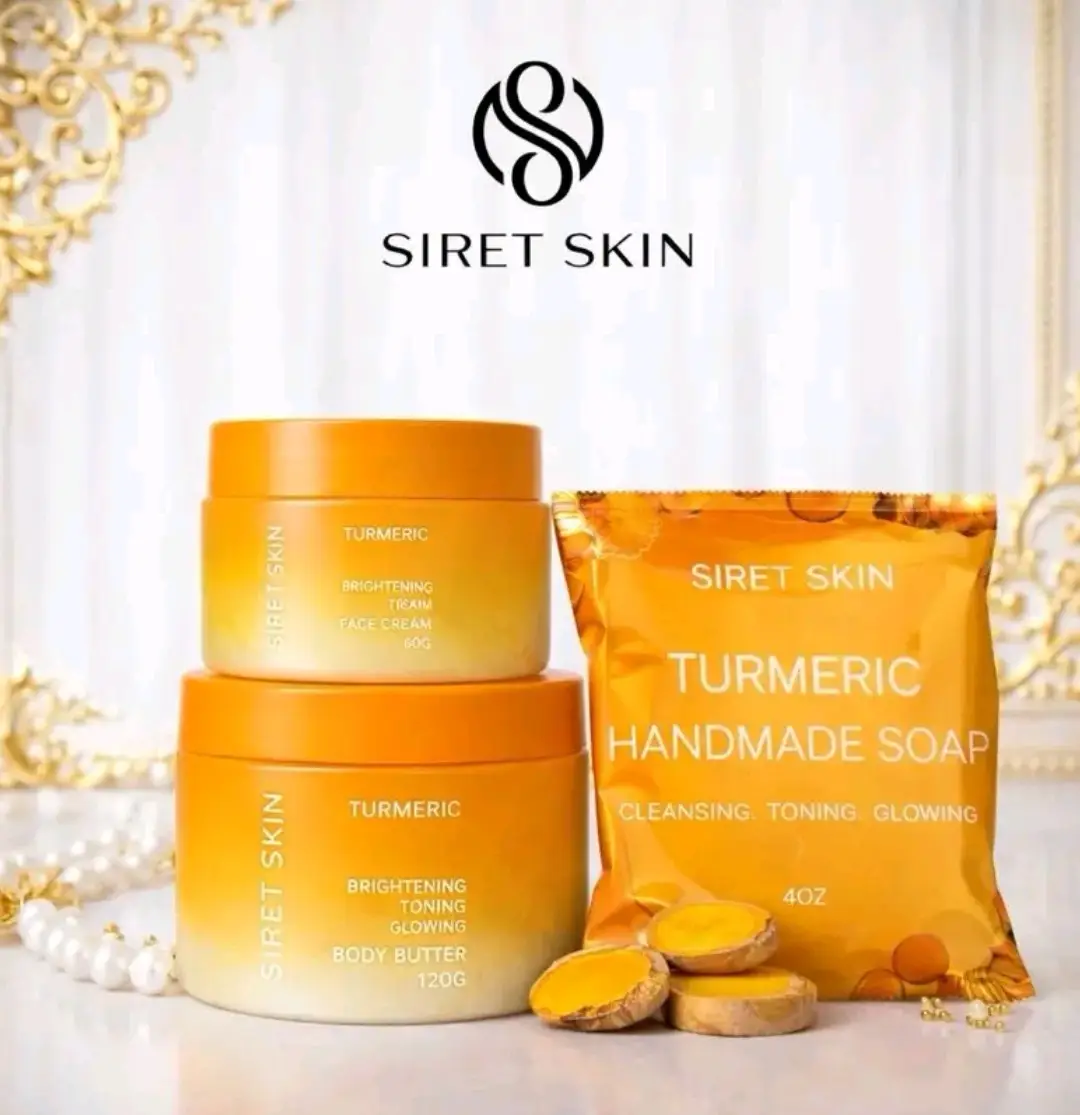 Siret Cosmetics 3 pcs Set Tumeric for King & Queen, Body Butter - Soap - Face Cream. Worldcashop Usa