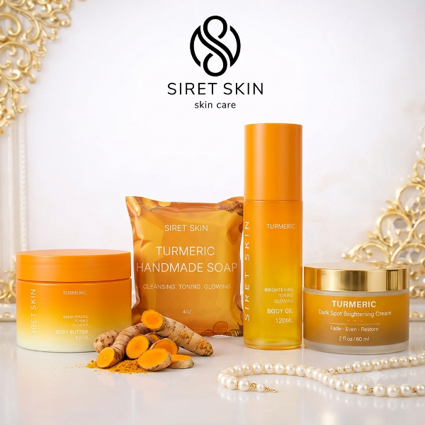 Siret Skin Cosmetics 4pcs Tumeric, Body butter, dark spot, soap, body Oil -Worldcashop usa