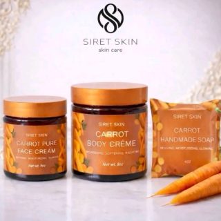 Siret Skin Cosmetics Set Carrot 3 pcs, Body Cream 8oz, Face Cream 4oz, Soap 4oz - Worldcashop Usa