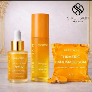 Siret Skin Cosmetics set 3 pcs Tumeric Body Oil, Serum, Soap - Worldcashop Usa