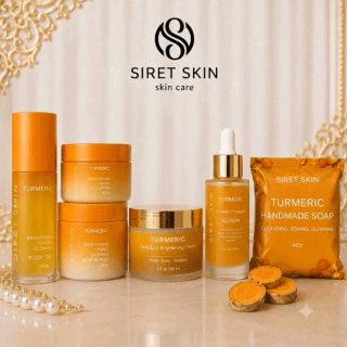 Sets Tumeric 6 pcs - Siret Skin Cosmetics Body Oil, Soap, Serum Vitamin, Face Cream, Dark spot, Body Butter - Worldcashop Usa